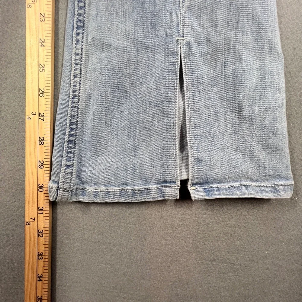 Hollister Blue Flare Jeans Women 3R W26 L31 High Rise Split Hem Soft Stretch - Picture 10 of 11